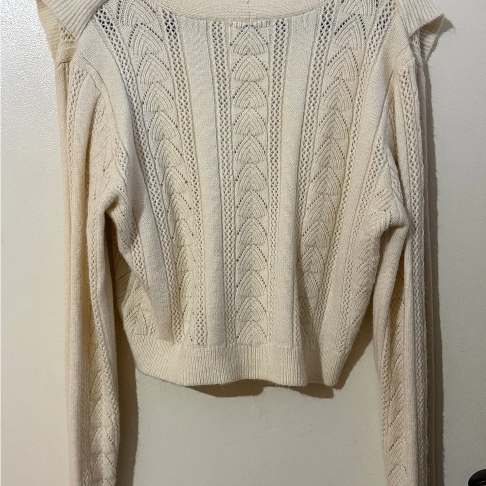 Lush Cream Ruffled Cardigan - Picture 3 of 3